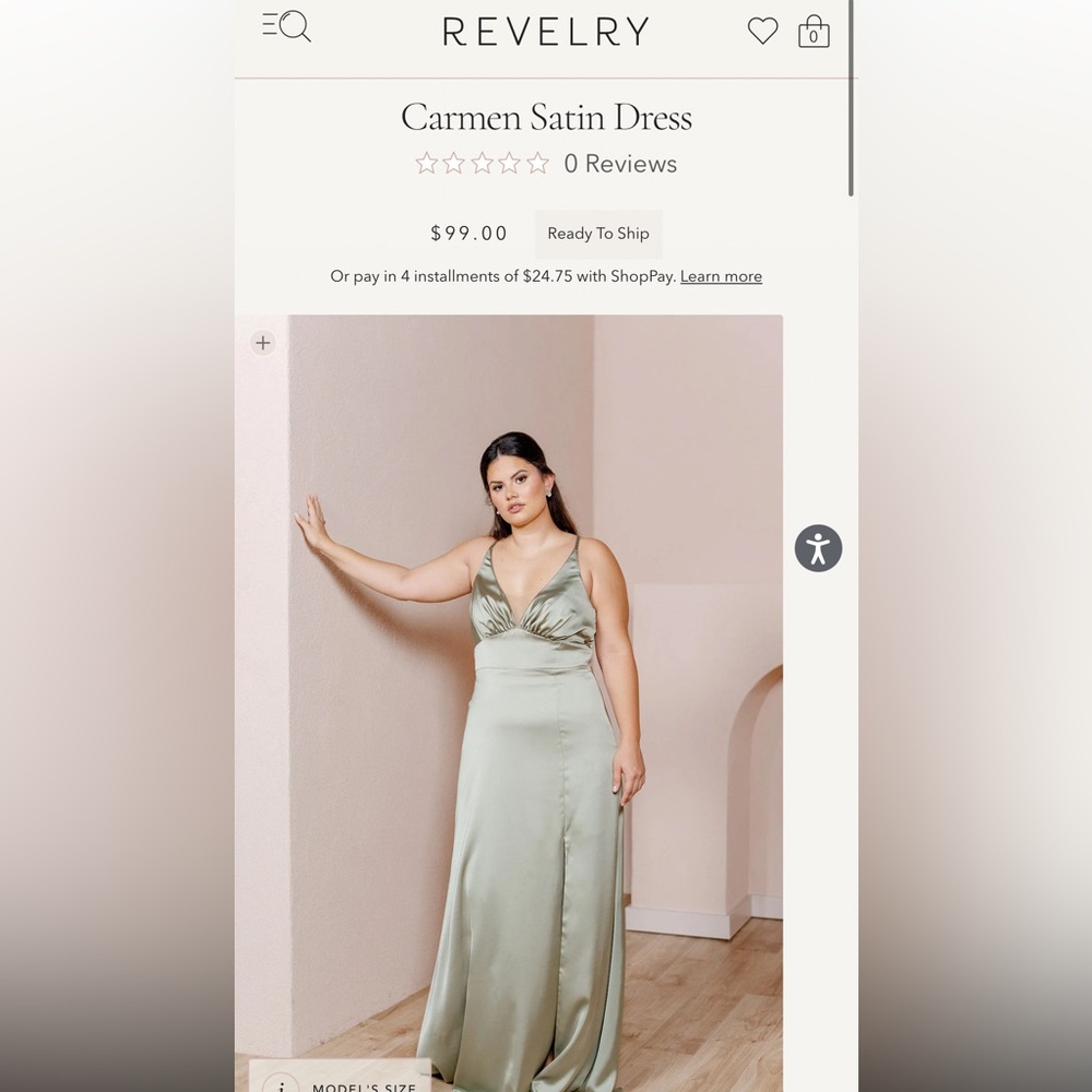 Revelry, Style - Carmen, Satin Silver Sage 
Size - 12